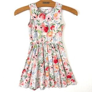 Dot Dot Smile Girls Floral Twirl Dress – Sleeveless Watercolor Print